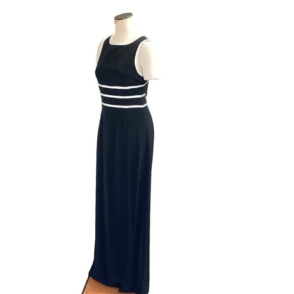 Adrianna Papell Evening Gown Open Tie Back Sz 12 Black & White 116N - Picture 3 of 5